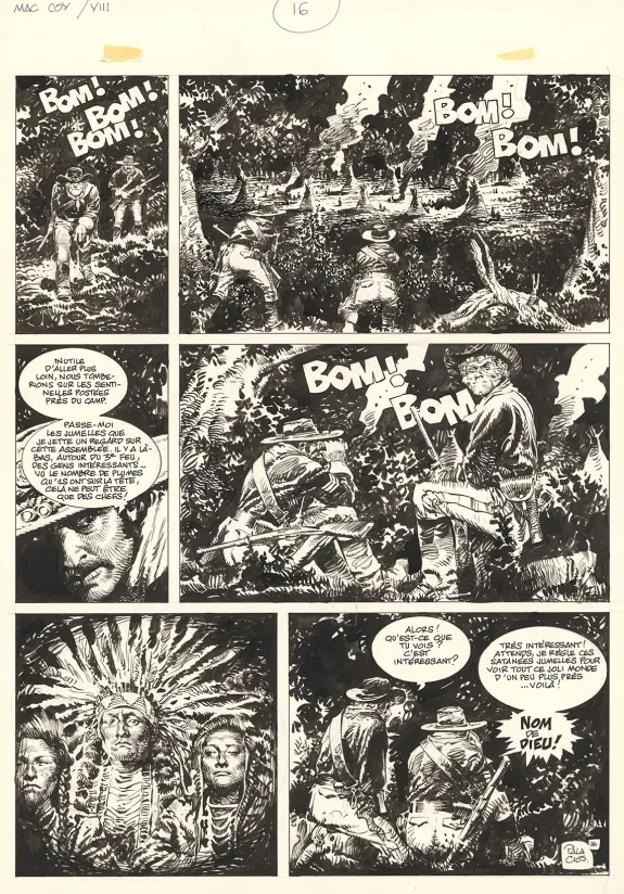 Black and white original page, Mac Coy, Little Big Horn (T.8), Antonio Hernandez Palacios