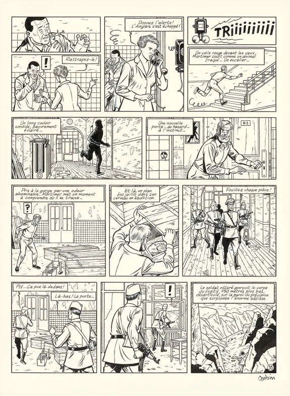 Black and white original page, Blake et Mortimer, Huit heures à Berlin (T.29), Antoine Aubin