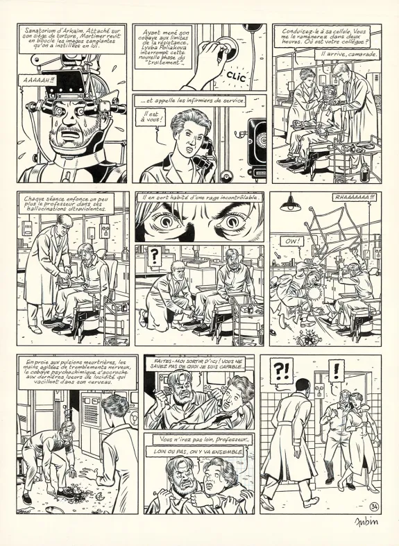 Planche noir et blanc, Blake et Mortimer, Huit heures à Berlin (T.29), Antoine Aubin