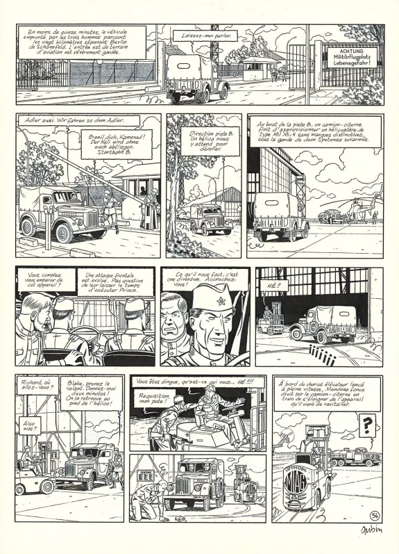 Black and white original page, Blake et Mortimer, Huit heures à Berlin (T.29), Antoine Aubin