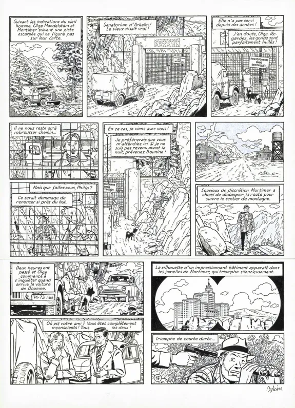 Planche noir et blanc, Blake et Mortimer, Huit heures à Berlin (T.29), Antoine Aubin