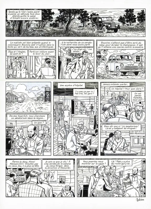 Black and white original page, Blake et Mortimer, Huit heures à Berlin (T.29), Antoine Aubin