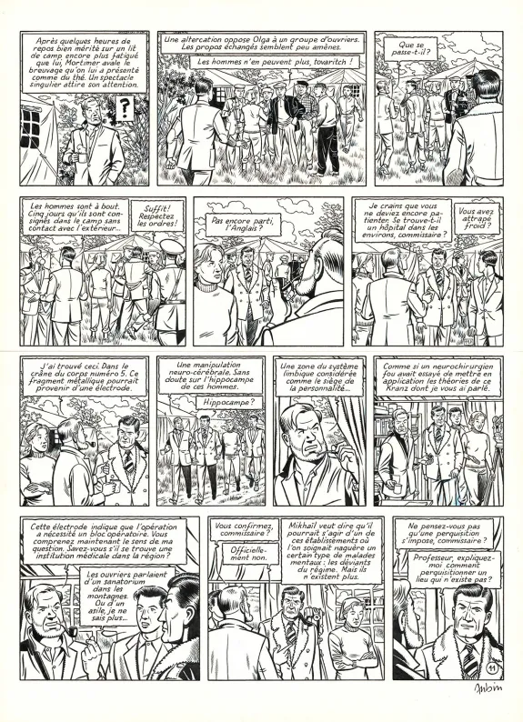 Planche noir et blanc, Blake et Mortimer, Huit heures à Berlin (T.29), Antoine Aubin