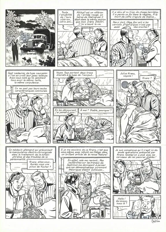 Planche noir et blanc, Blake et Mortimer, Huit heures à Berlin (T.29), Antoine Aubin