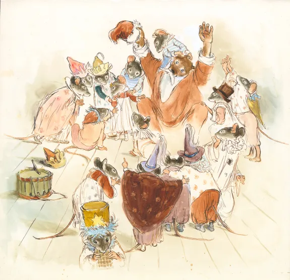 Colored illustration, Ernest et Célestine, Noël chez Ernest et Célestine, Gabrielle Vincent