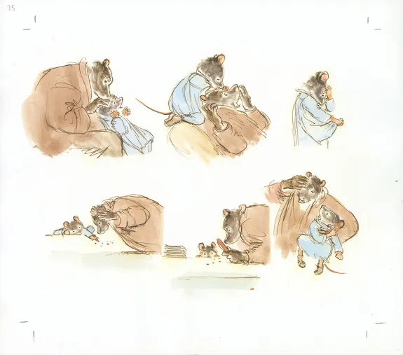 Colored illustration, Ernest et Célestine, Ernest et Célestine ont des poux, Gabrielle Vincent