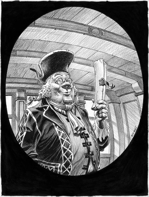 Black and white illustration, L'Île au trésor,  Riff Reb's
