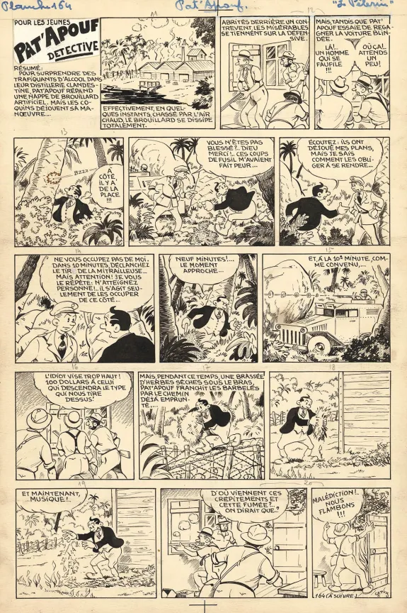 Black and white original page, Pat'Apouf, Les Aventures de Pat'Apouf aux Antipodes,  Gervy