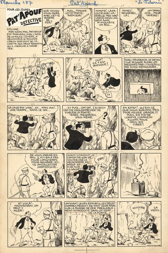 Black and white original page, Pat'Apouf, Les Aventures de Pat'Apouf aux Antipodes,  Gervy