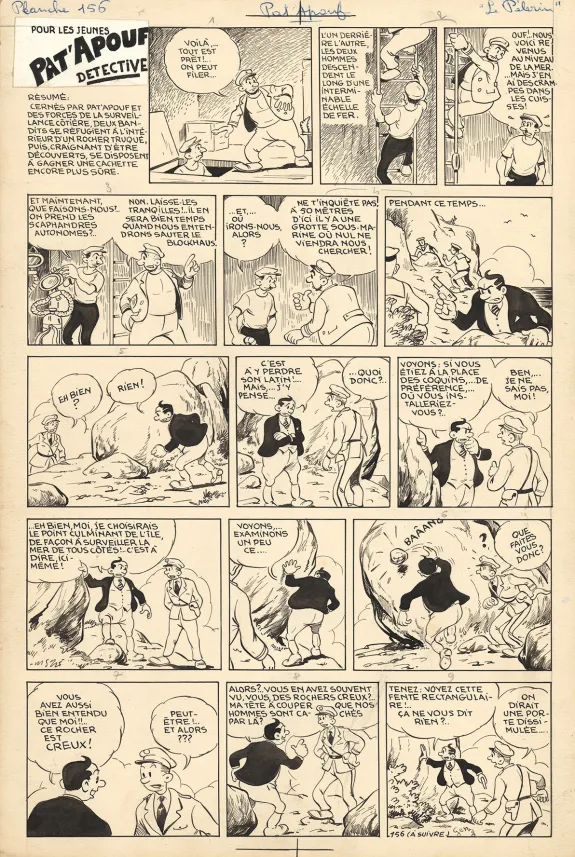 Black and white original page, Pat'Apouf, Les Aventures de Pat'Apouf aux Antipodes,  Gervy