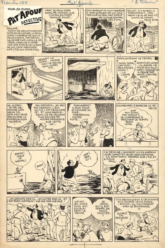 Black and white original page, Pat'Apouf, Les Aventures de Pat'Apouf aux Antipodes,  Gervy
