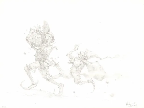 Black and white illustration, Féerie, Dark fantasy, Adrian Smith
