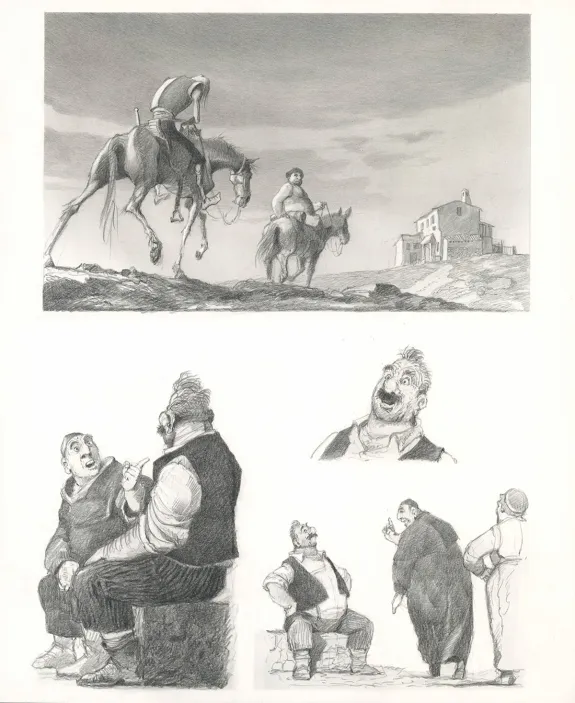 Black and white original page, Don Quichotte de la Manche, Paul & Gaëtan Brizzi