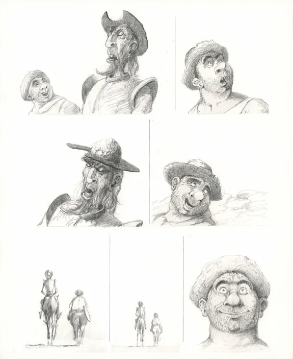 Black and white original page, Don Quichotte de la Manche, Paul & Gaëtan Brizzi