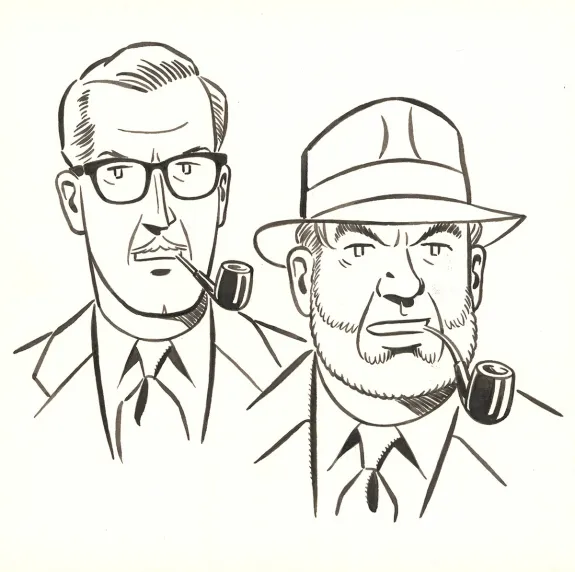 Black and white illustration, Blake et Mortimer, Huit heures à Berlin (T.29), Antoine Aubin