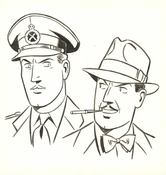 Illustration noir et blanc, Blake et Mortimer, Huit heures à Berlin (T.29), Antoine Aubin