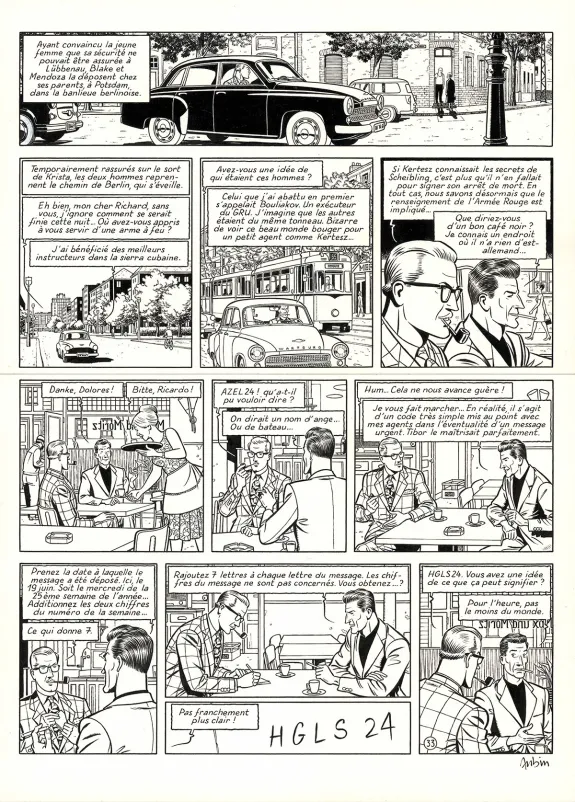 Planche noir et blanc, Blake et Mortimer, Huit heures à Berlin (T.29), Antoine Aubin