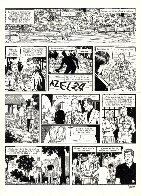 Planche noir et blanc, Blake et Mortimer, Huit heures à Berlin (T.29), Antoine Aubin