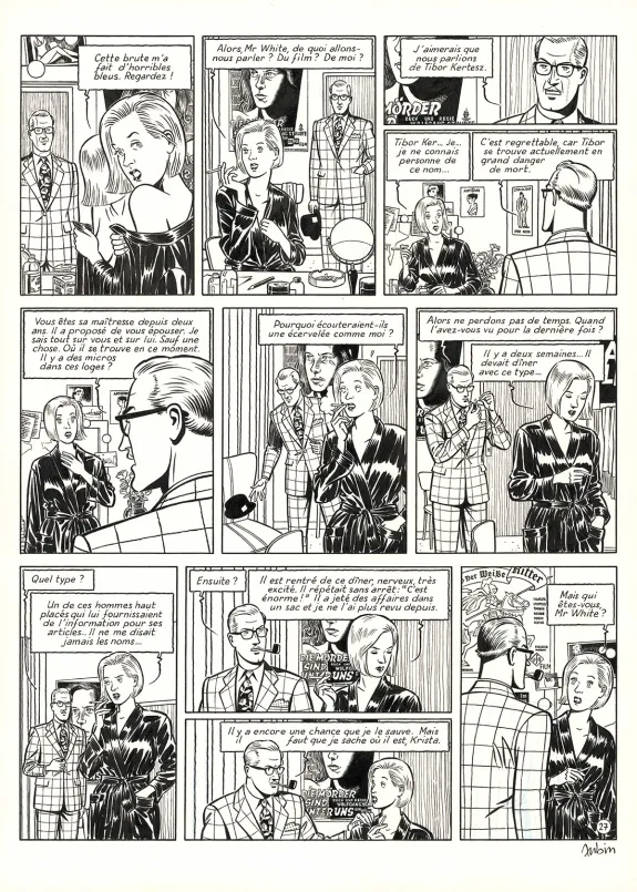 Black and white original page, Blake et Mortimer, Huit heures à Berlin (T.29), Antoine Aubin