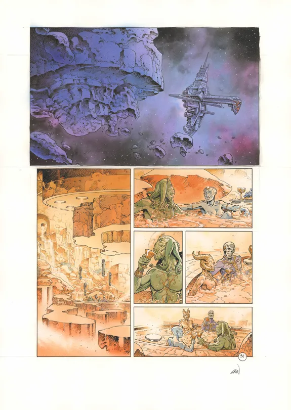 Colored original page, Space Relic Hunters,  Grun