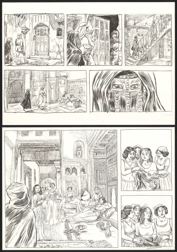 Planche noir et blanc, Renée Stone (Une aventure de), Le Trésor d'Assurbanipal (T.3), Clément Oubrerie