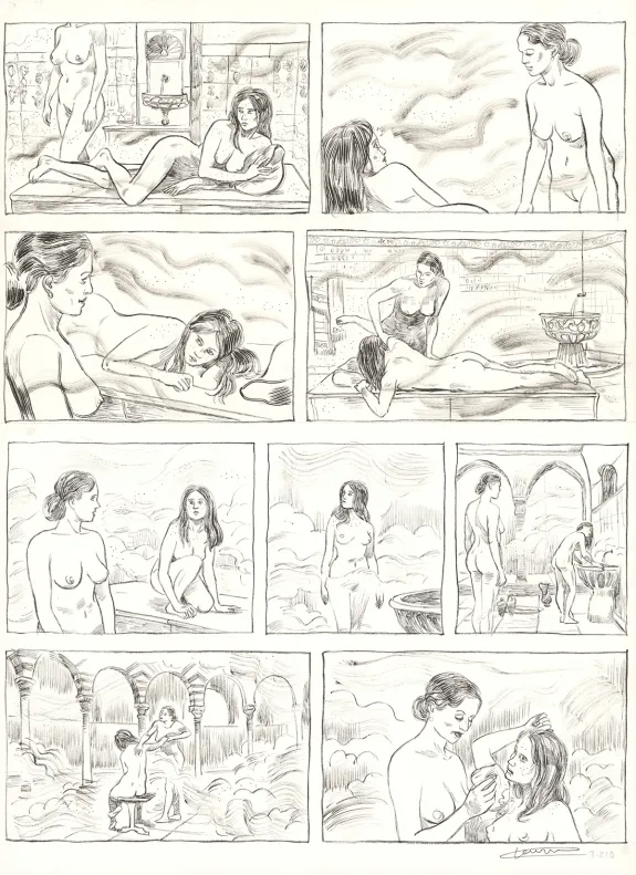 Planche noir et blanc, Renée Stone (Une aventure de), Le Trésor d'Assurbanipal (T.3), Clément Oubrerie
