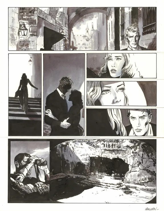 Black and white original page, Les Enfants du ciel, Bernard Vrancken