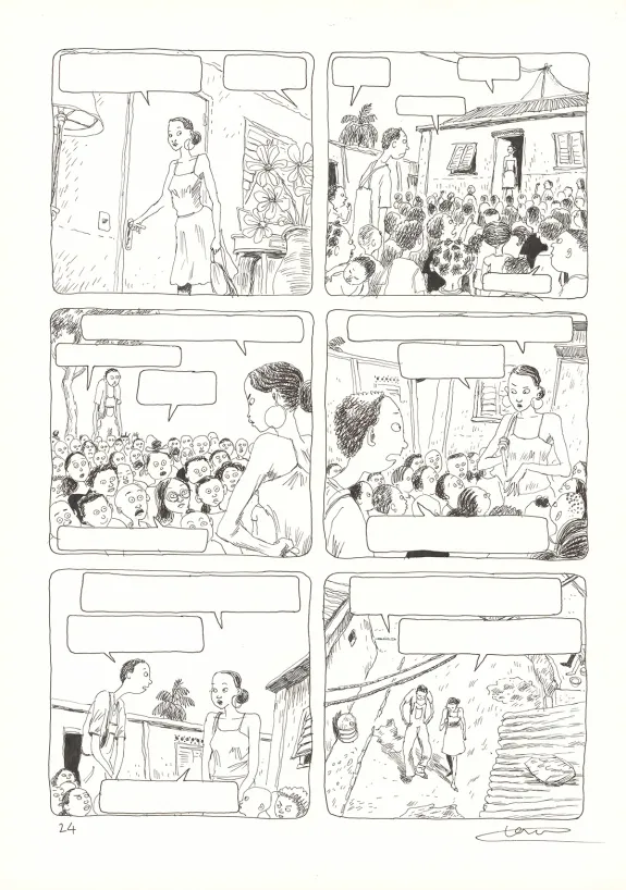 Black and white original page, Aya de Yopougon, Volume 4 (T.4), Clément Oubrerie