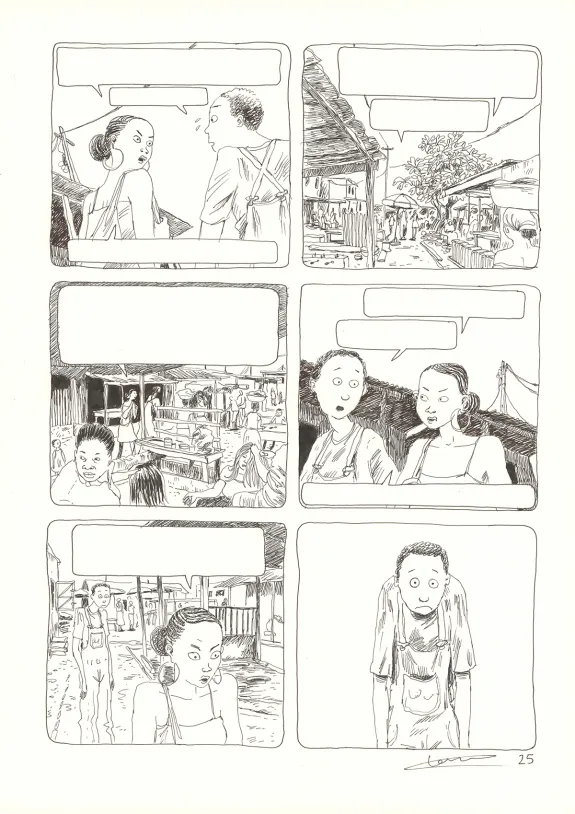 Black and white original page, Aya de Yopougon, Volume 4 (T.4), Clément Oubrerie