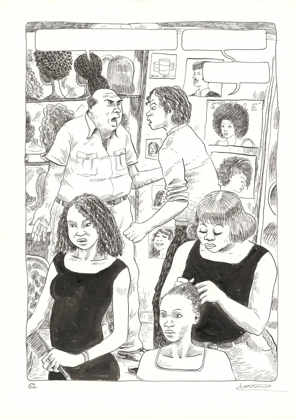 Black and white original page, Aya de Yopougon, Volume 5 (T.5), Clément Oubrerie