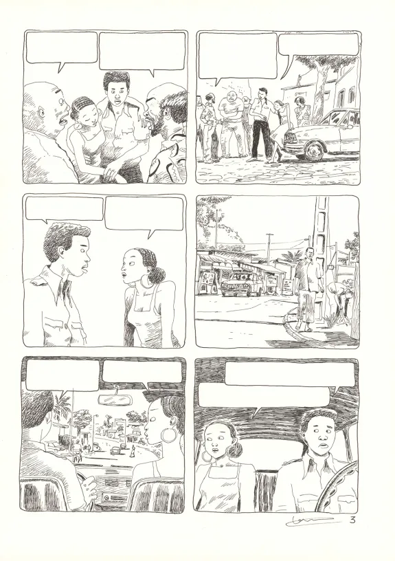 Black and white original page, Aya de Yopougon, Volume 5 (T.5), Clément Oubrerie