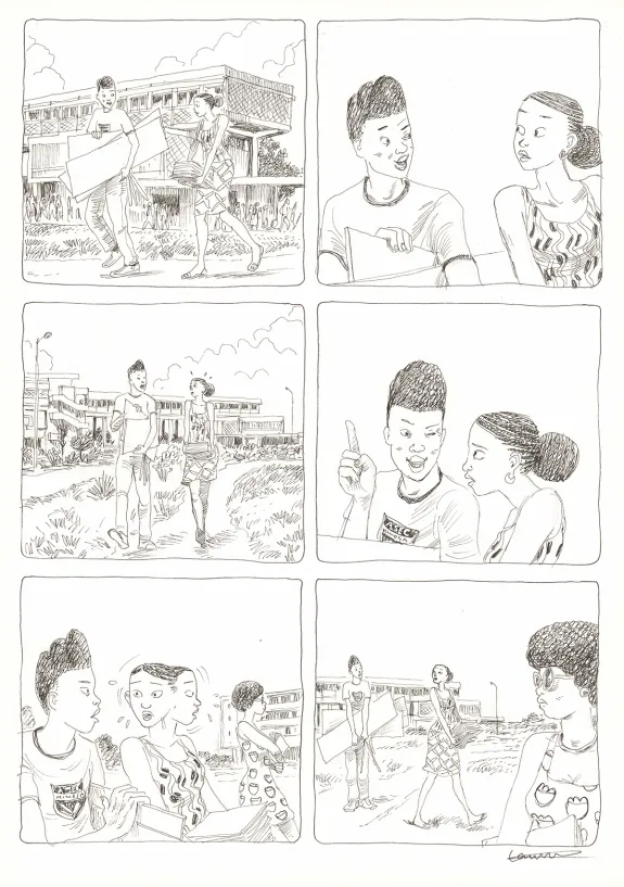 Black and white original page, Aya de Yopougon, Volume 7 (T.7), Clément Oubrerie