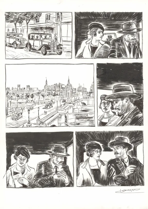 Black and white original page, À mains nues, Tome 2 (T.2), Clément Oubrerie