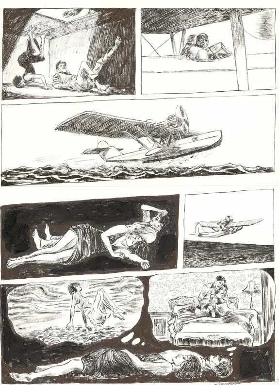 Planche noir et blanc, Renée Stone (Une aventure de), Le Piège de la Mer Rouge (T.2), Clément Oubrerie