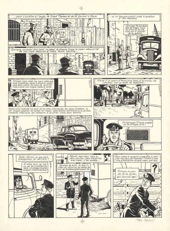 Black and white original page, Blake et Mortimer, L'Étrange Rendez-vous (T.15), Ted Benoit