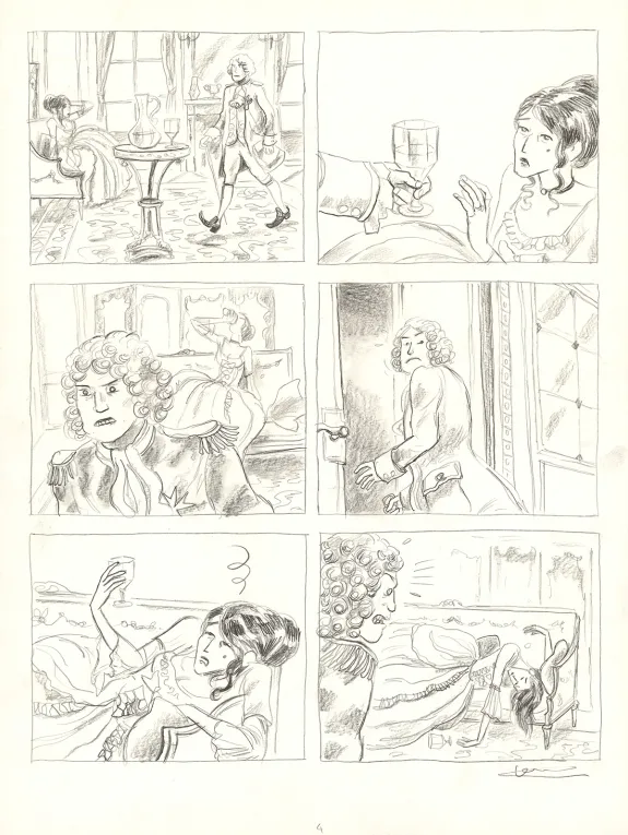 Planche noir et blanc, Voltaire amoureux, Voltaire très amoureux (T.2), Clément Oubrerie