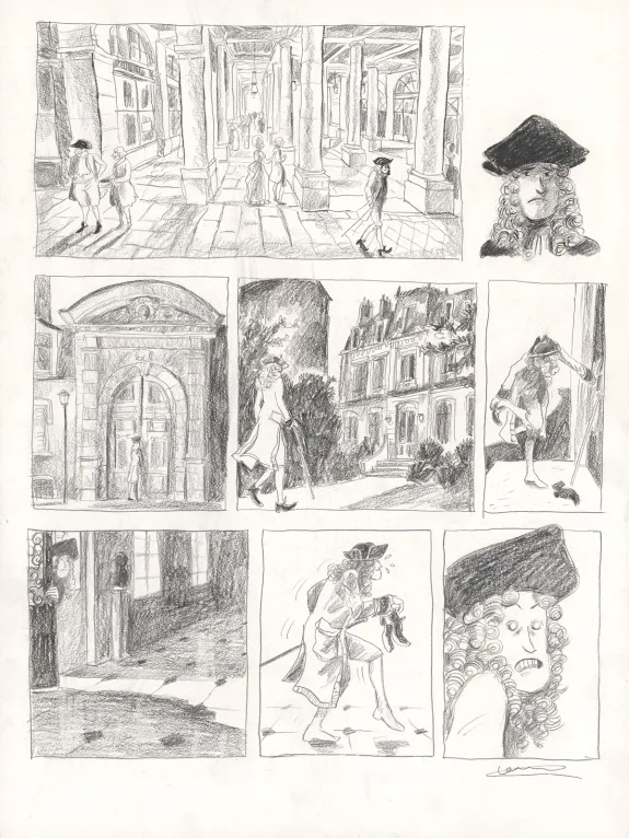 Planche noir et blanc, Voltaire amoureux, Voltaire très amoureux (T.2), Clément Oubrerie