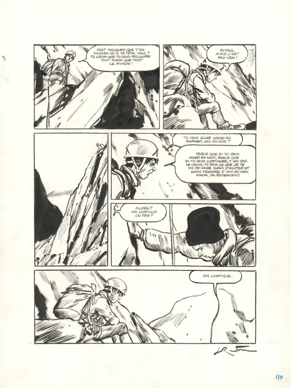 Black and white original page, Ailefroide, altitude 3954, Jean-Marc Rochette