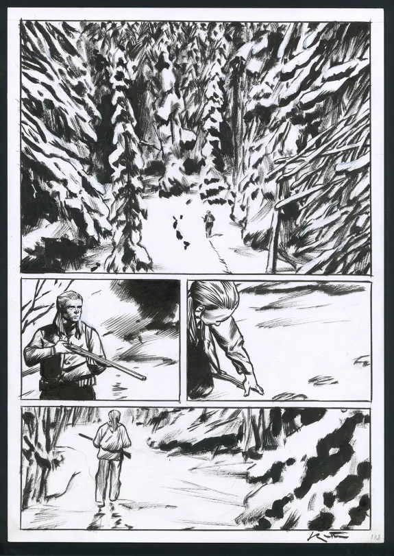 Planche noir et blanc, La Dernière Reine, Jean-Marc Rochette