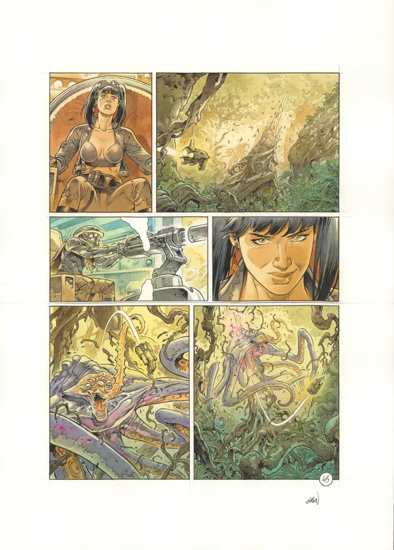 Colored original page, Space Relic Hunters,  Grun