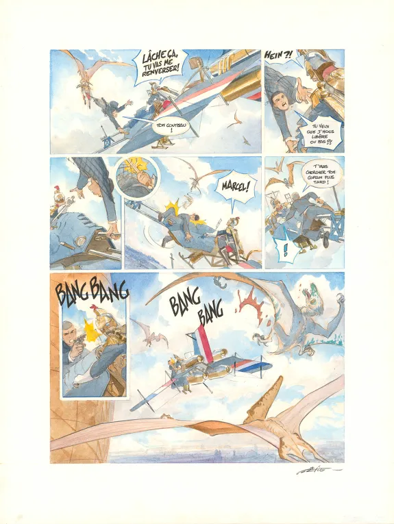Colored original page, Le Château des étoiles, L'Exposition interplanétaire de 1875 (T.6), Alex Alice
