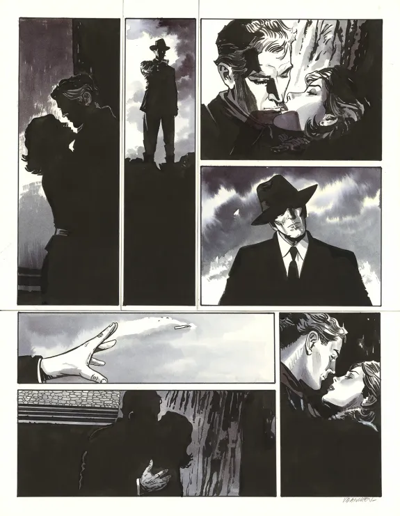 Black and white original page, Les Enfants du ciel, Bernard Vrancken