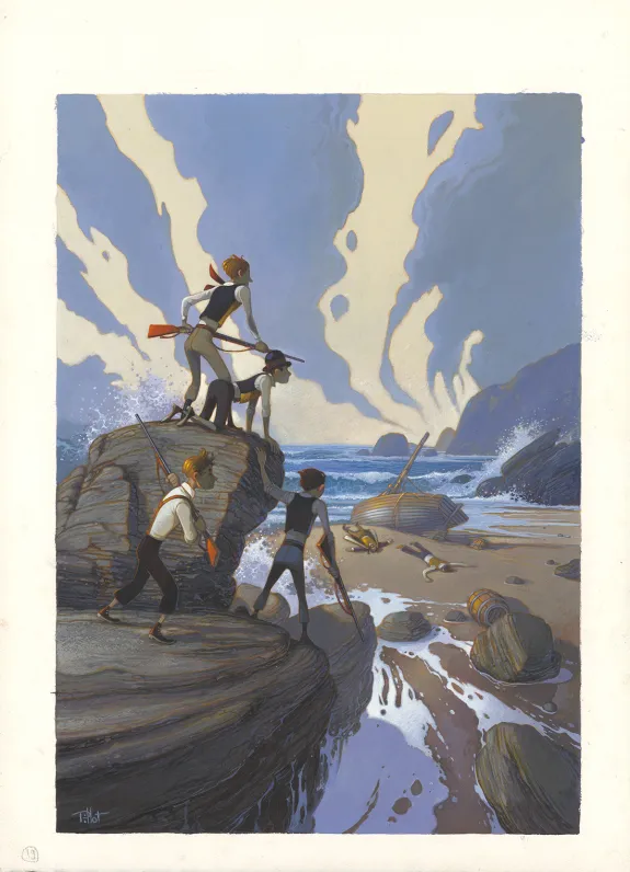 Illustration couleur, Deux ans de vacances, Frédéric Pillot