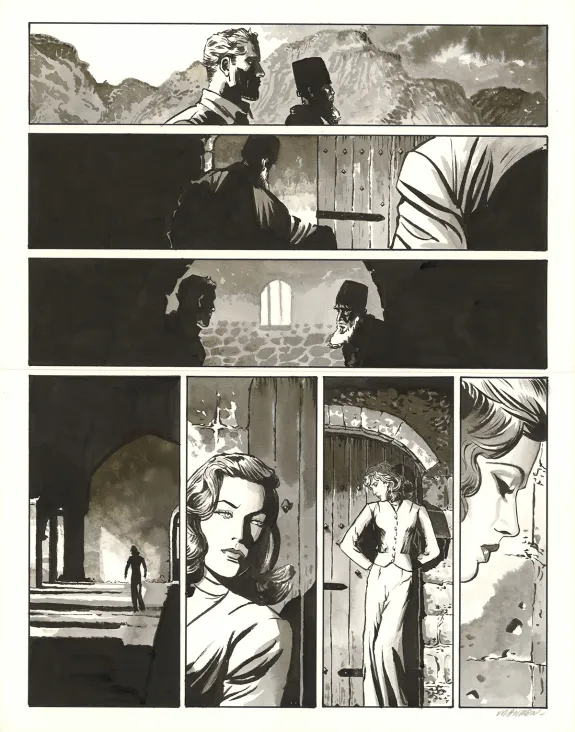 Black and white original page, Les Enfants du ciel, Bernard Vrancken