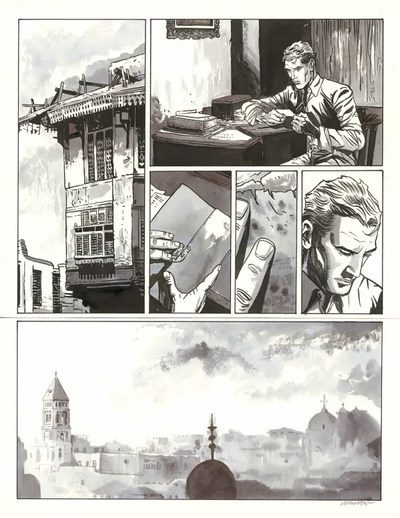Black and white original page, Les Enfants du ciel, Bernard Vrancken