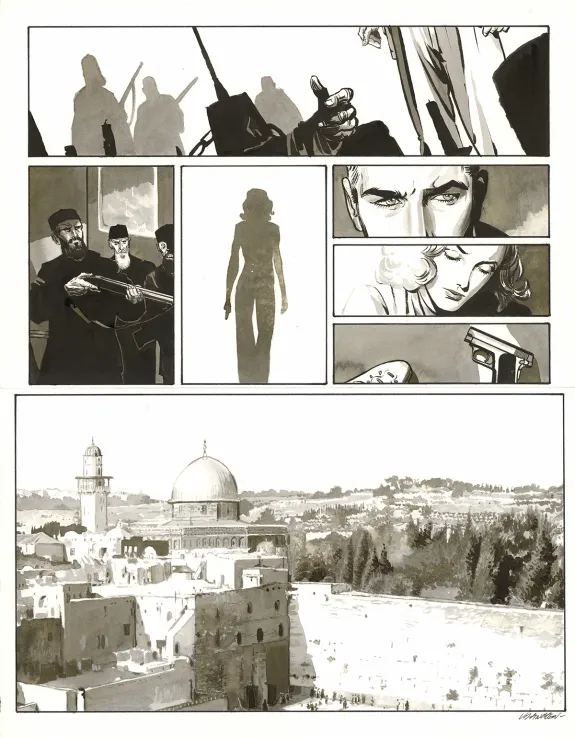 Black and white original page, Les Enfants du ciel, Bernard Vrancken