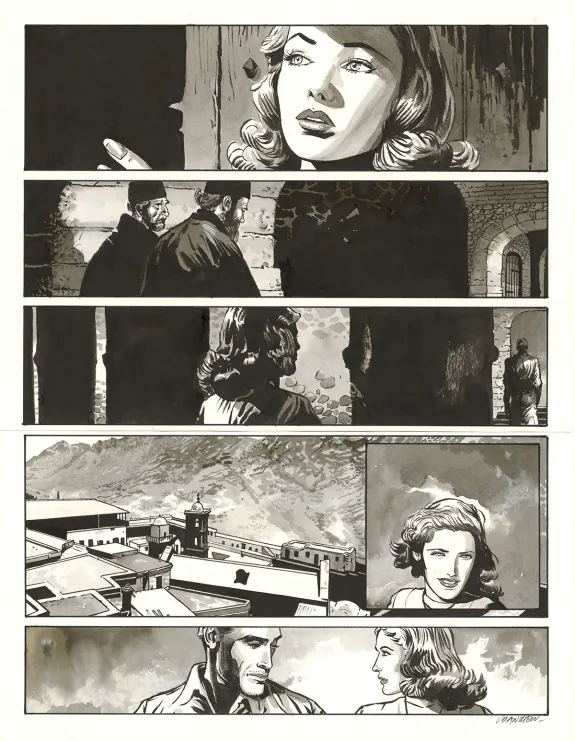 Black and white original page, Les Enfants du ciel, Bernard Vrancken