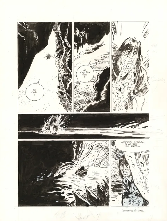 Black and white original page, Thorgal Saga, Wendigo (T.2), Corentin Rouge
