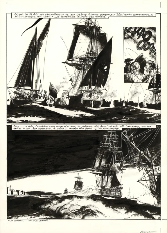 Black and white original page, USS Constitution, Livre III - À terre comme en mer, justice sera faite (T.3), Franck Bonnet