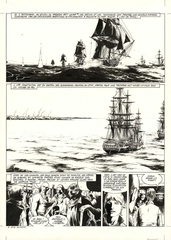 Black and white original page, USS Constitution, Livre III - À terre comme en mer, justice sera faite (T.3), Franck Bonnet